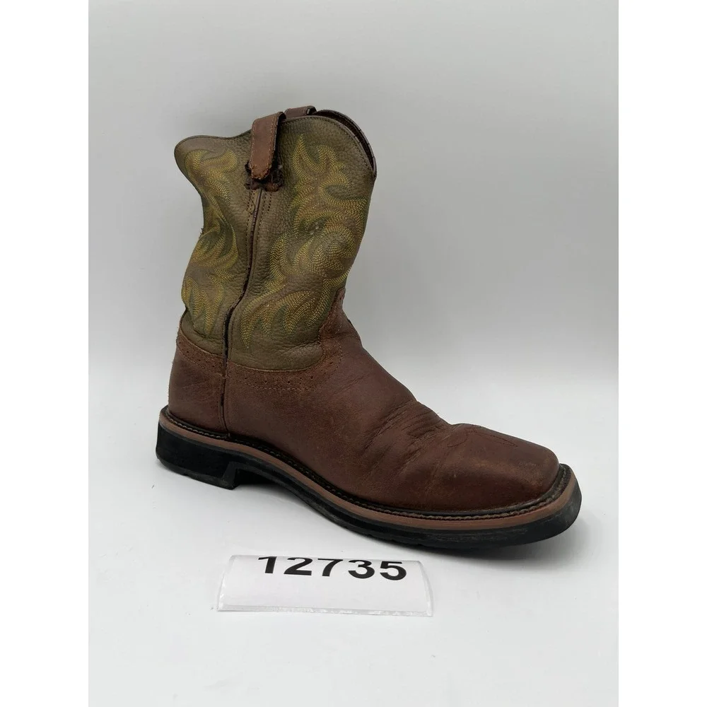 Justin Wide Steel Toe Stampede Work Boots Mens 11.5EE Brown Leather Wk4688
